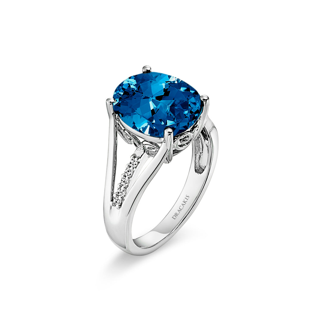 Blue Topaz & Diamond Ring - Dracakis Jewellers Blue Topaz & Diamond Ring - Dracakis Jewellers