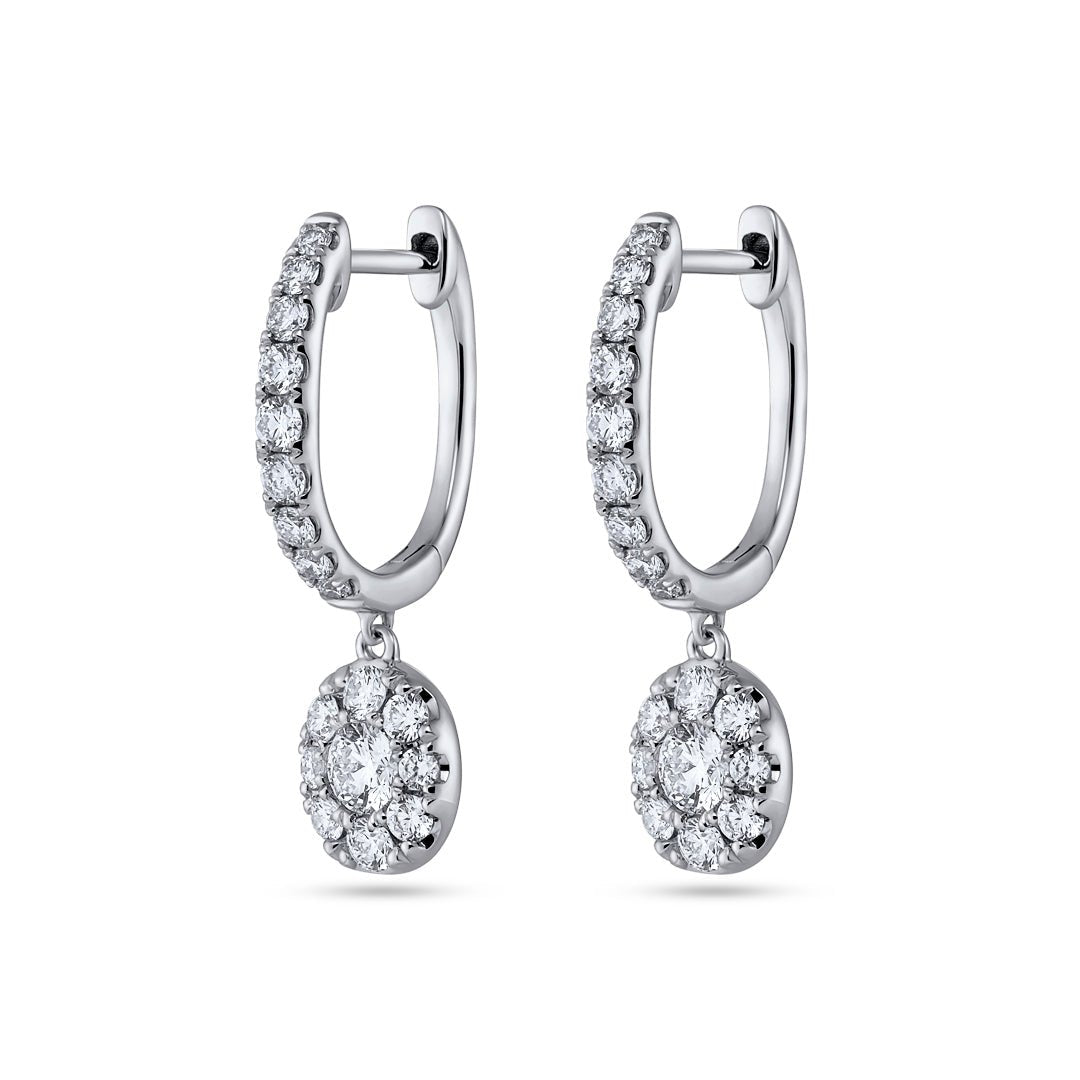 Brilliant Cut Halo Hoop Diamond Earrings - Dracakis Jewellers Brilliant Cut Halo Hoop Diamond Earrings - Dracakis Jewellers