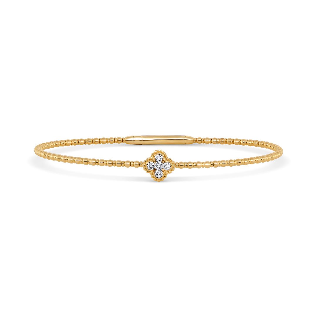 Four Leaf Yellow Gold Diamond Bangle - Dracakis Jewellers Four Leaf Yellow Gold Diamond Bangle - Dracakis Jewellers