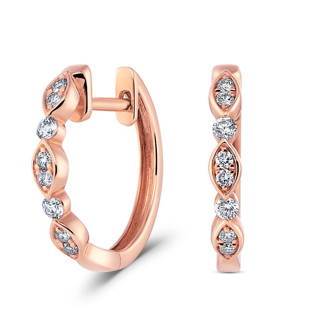 Marquise Diamond Hoop Earrings Rose Gold - Dracakis Jewellers Marquise Diamond Hoop Earrings Rose Gold - Dracakis Jewellers
