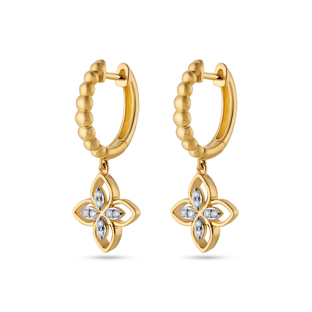 Open Flower Princess Style Diamond Hoop Earrings - Dracakis Jewellers Open Flower Princess Style Diamond Hoop Earrings - Dracakis Jewellers