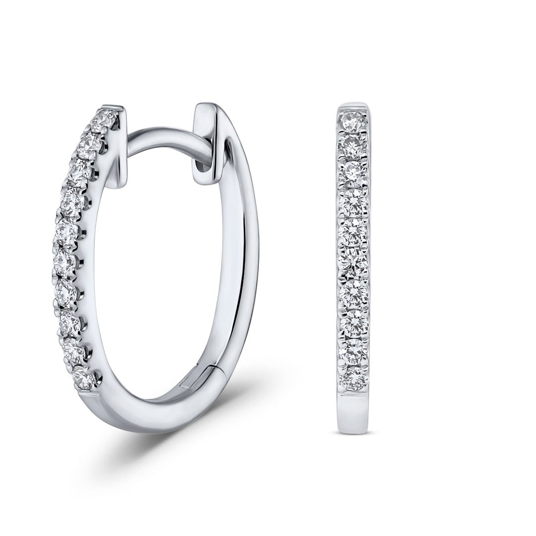 Oval Diamond Hoop Earings in White Gold - Dracakis Jewellers Oval Diamond Hoop Earings in White Gold - Dracakis Jewellers