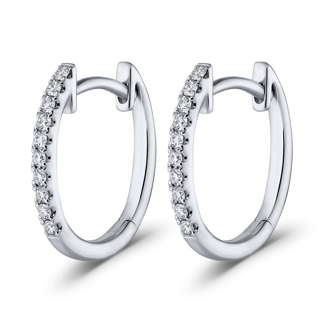 Oval Diamond Hoop Earings in White Gold - Dracakis Jewellers Oval Diamond Hoop Earings in White Gold - Dracakis Jewellers