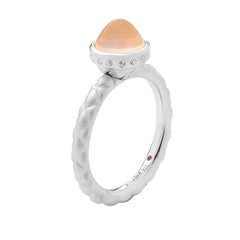 Rose Quartz, White Topaz & Silver Dress Ring - Dracakis Jewellers