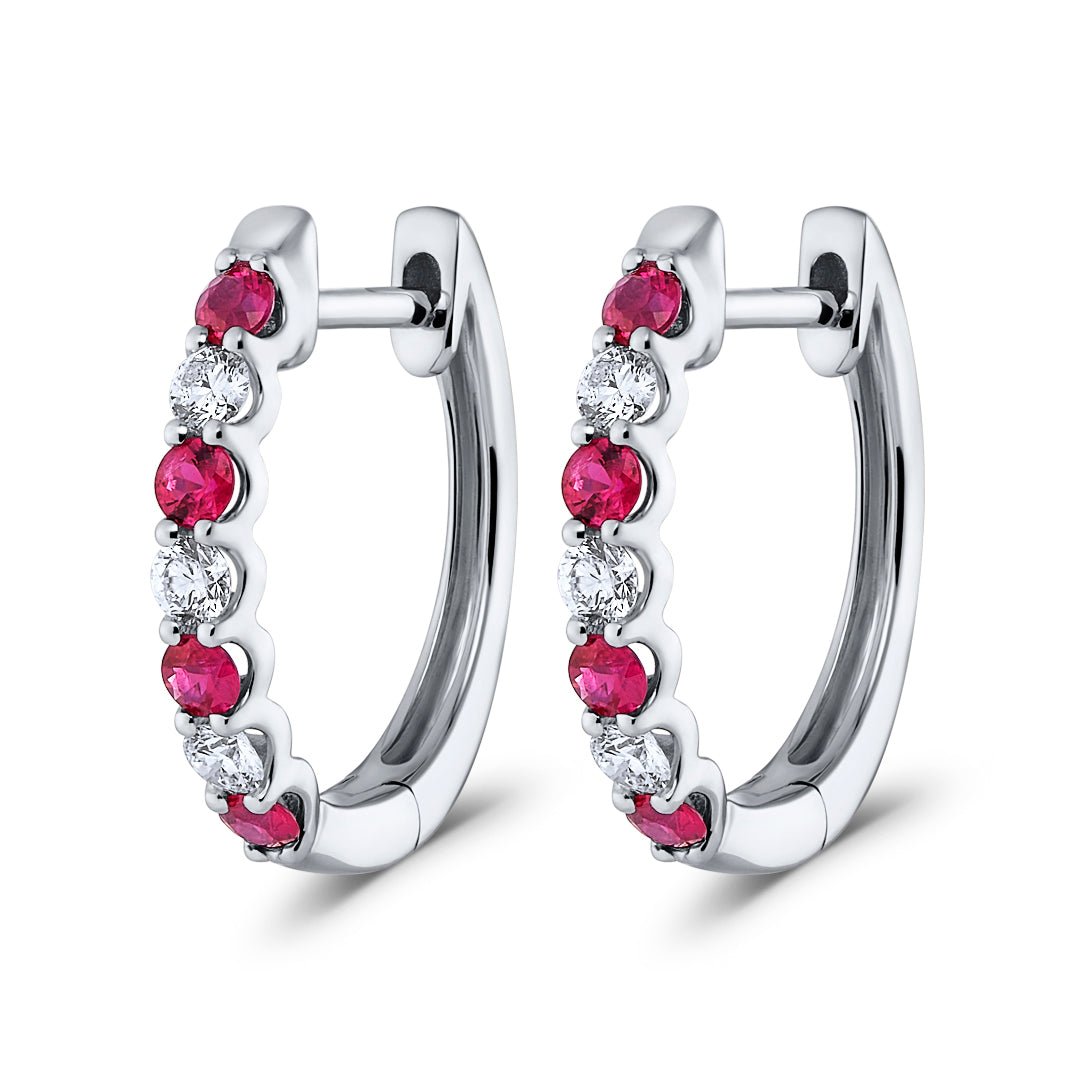 Ruby & Diamond Hoop Earrings - Dracakis Jewellers Ruby & Diamond Hoop Earrings - Dracakis Jewellers