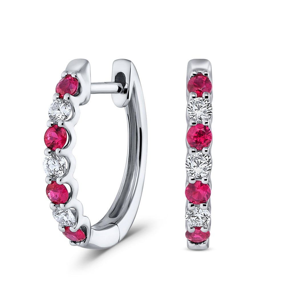Ruby & Diamond Hoop Earrings - Dracakis Jewellers Ruby & Diamond Hoop Earrings - Dracakis Jewellers