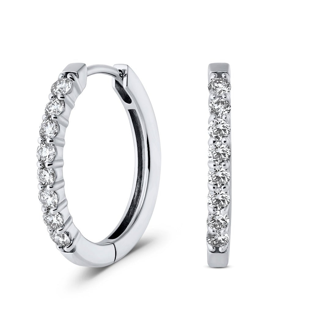 Shared Claw Oval Diamond Hoop Earring - Dracakis Jewellers Shared Claw Oval Diamond Hoop Earring - Dracakis Jewellers