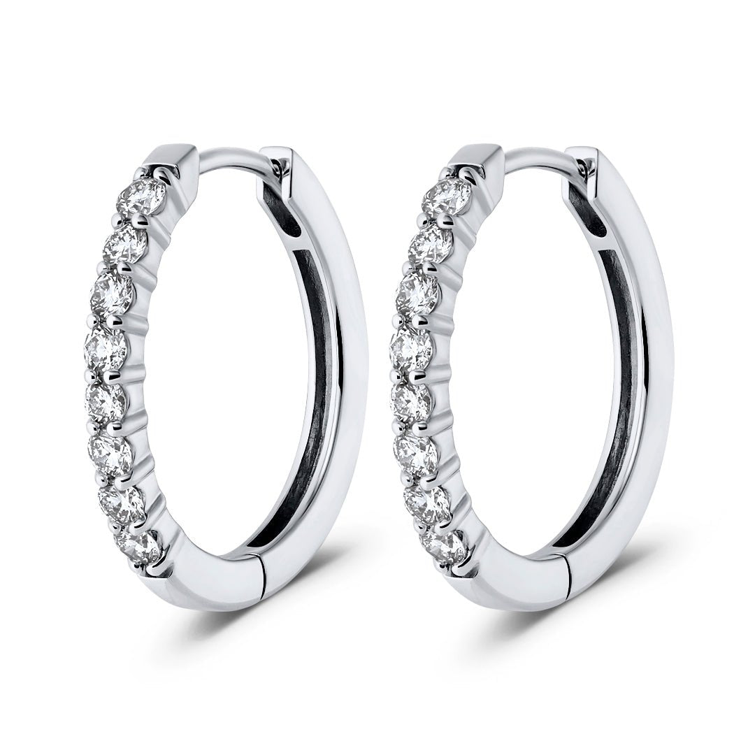 Shared Claw Oval Diamond Hoop Earring - Dracakis Jewellers Shared Claw Oval Diamond Hoop Earring - Dracakis Jewellers