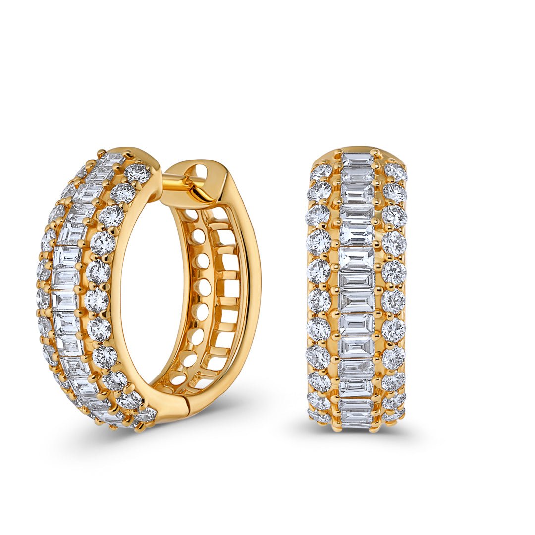 Three Row Diamond Hoop Earrings - Dracakis Jewellers Three Row Diamond Hoop Earrings - Dracakis Jewellers