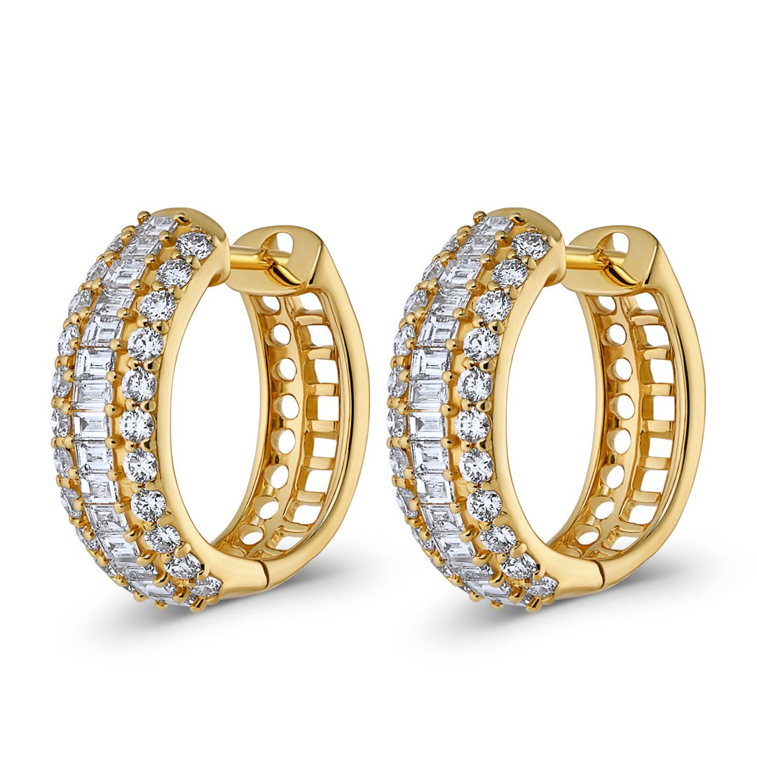Three Row Diamond Hoop Earrings - Dracakis Jewellers Three Row Diamond Hoop Earrings - Dracakis Jewellers