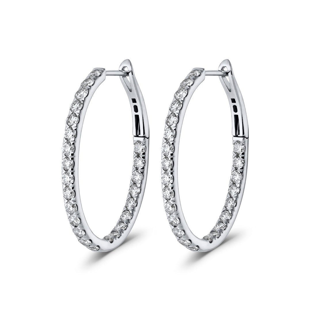White Gold Inverted Oval Diamond Hoop Earrings (2.30ct) - Dracakis Jewellers White Gold Inverted Oval Diamond Hoop Earrings (2.30ct) - Dracakis Jewellers