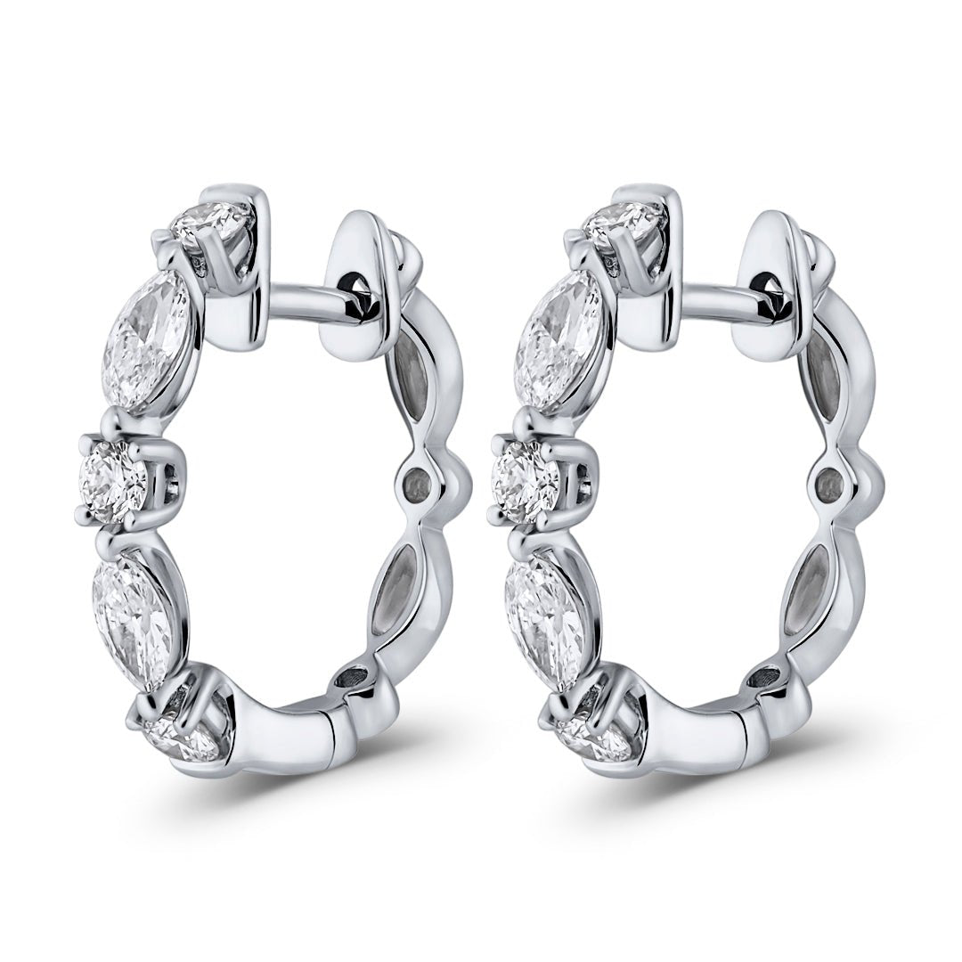 White Gold Marquise Hoop Earrings - Dracakis Jewellers White Gold Marquise Hoop Earrings - Dracakis Jewellers
