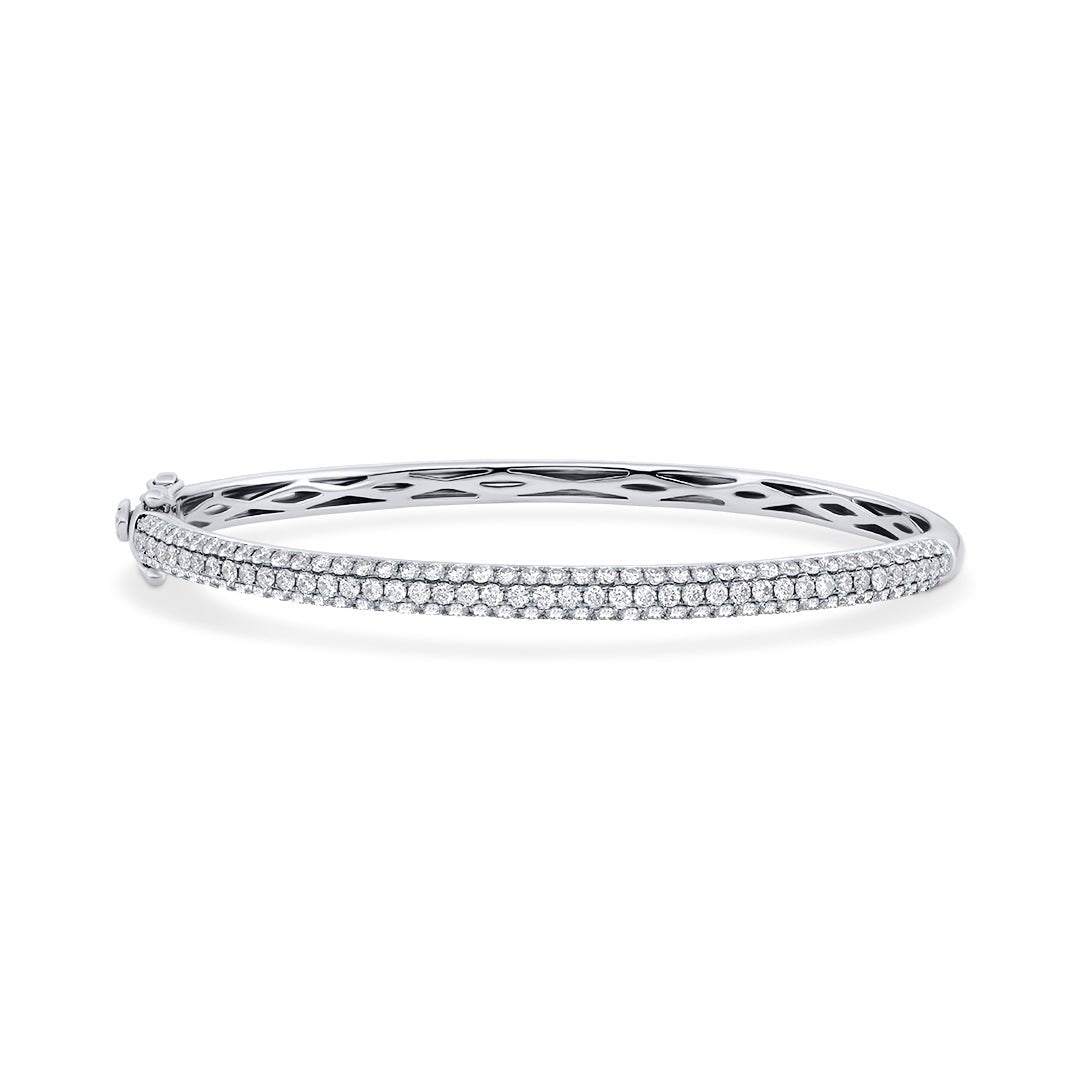 White Gold Pave Three Band Bangle - Dracakis Jewellers White Gold Pave Three Band Bangle - Dracakis Jewellers