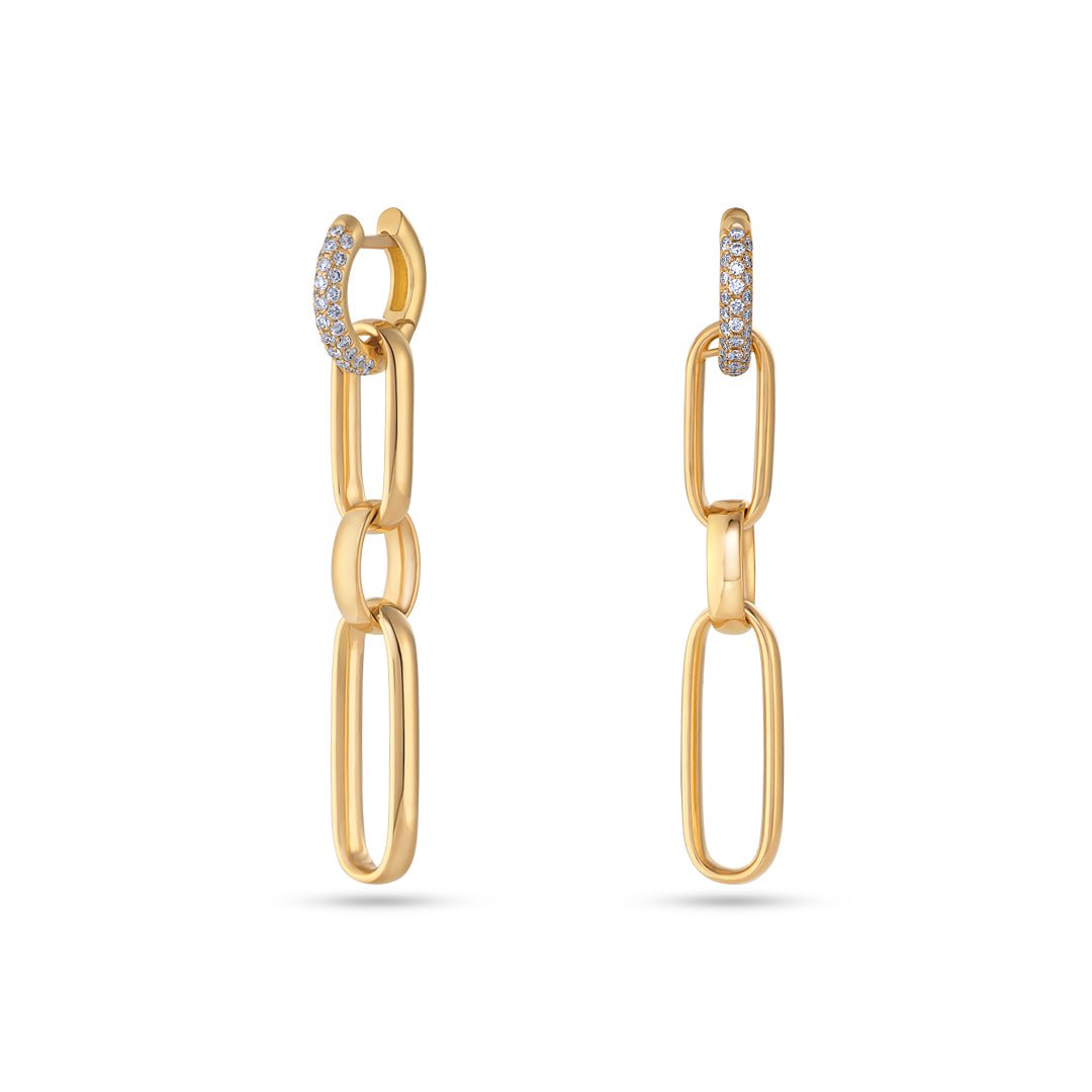 Yellow Gold Paper Clip Link Diamond Hoop Earrings - Dracakis Jewellers Yellow Gold Paper Clip Link Diamond Hoop Earrings - Dracakis Jewellers