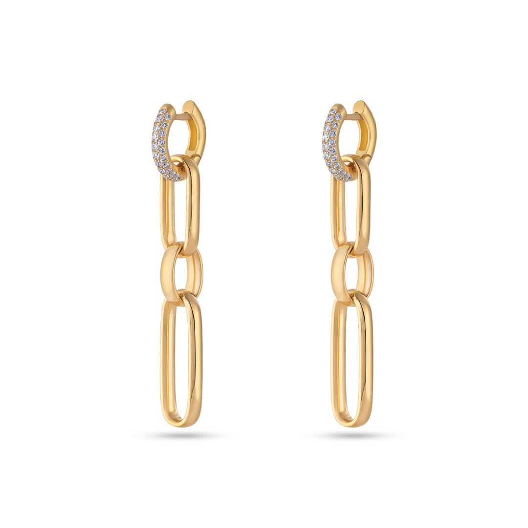 Yellow Gold Paper Clip Link Diamond Hoop Earrings - Dracakis Jewellers Yellow Gold Paper Clip Link Diamond Hoop Earrings - Dracakis Jewellers