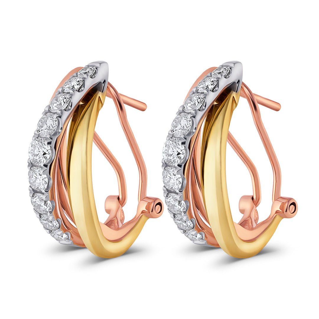 Yellow, White, & Rose Gold Russian Wedding style earrings - Dracakis Jewellers Yellow, White, & Rose Gold Russian Wedding style earrings - Dracakis Jewellers
