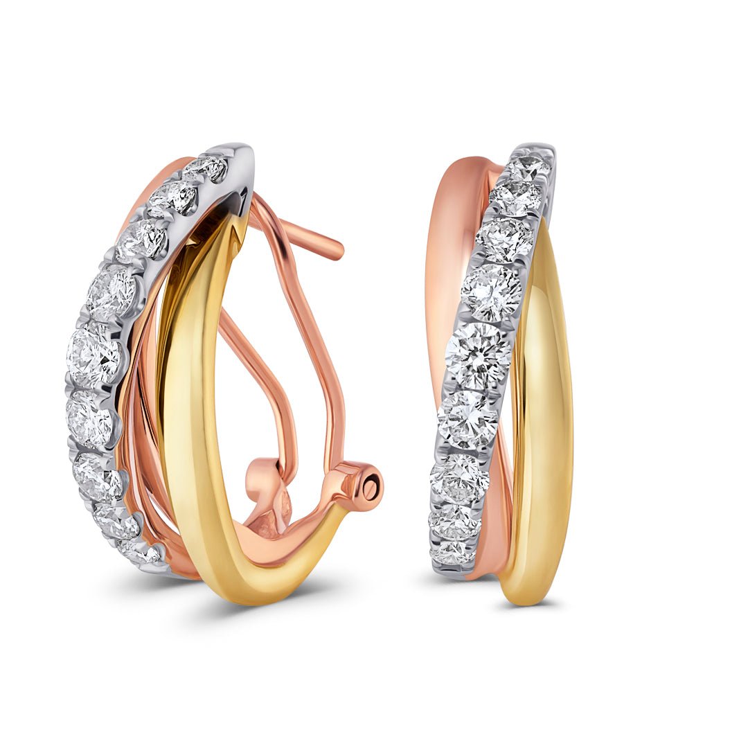 Yellow, White, & Rose Gold Russian Wedding style earrings - Dracakis Jewellers Yellow, White, & Rose Gold Russian Wedding style earrings - Dracakis Jewellers
