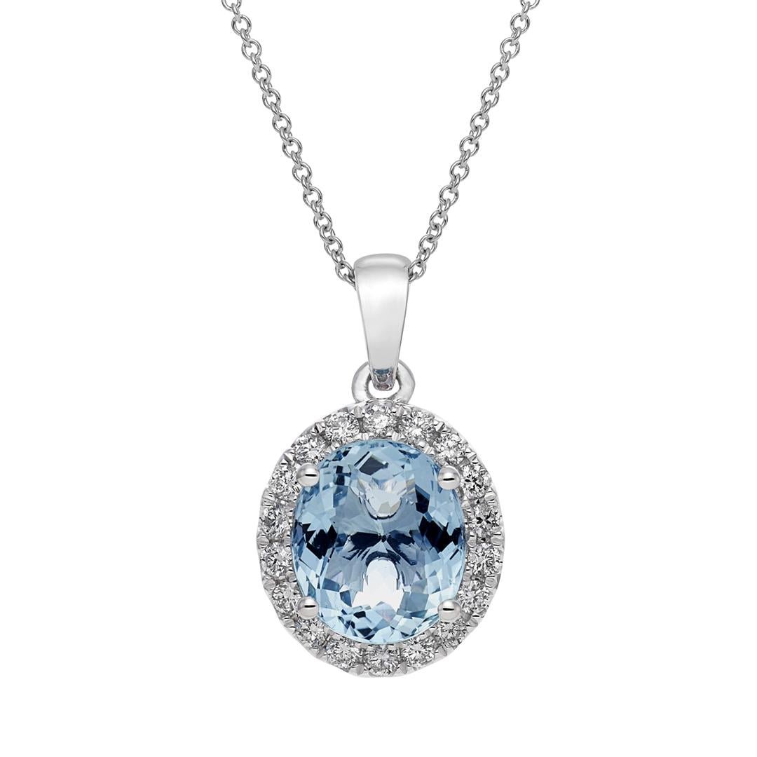 Aquamarine & Diamond Pendant - Dracakis Jewellers Aquamarine & Diamond Pendant - Dracakis Jewellers