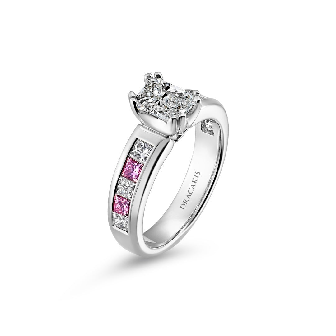 Australian Pink & White Diamond Engagement Ring - Dracakis Jewellers