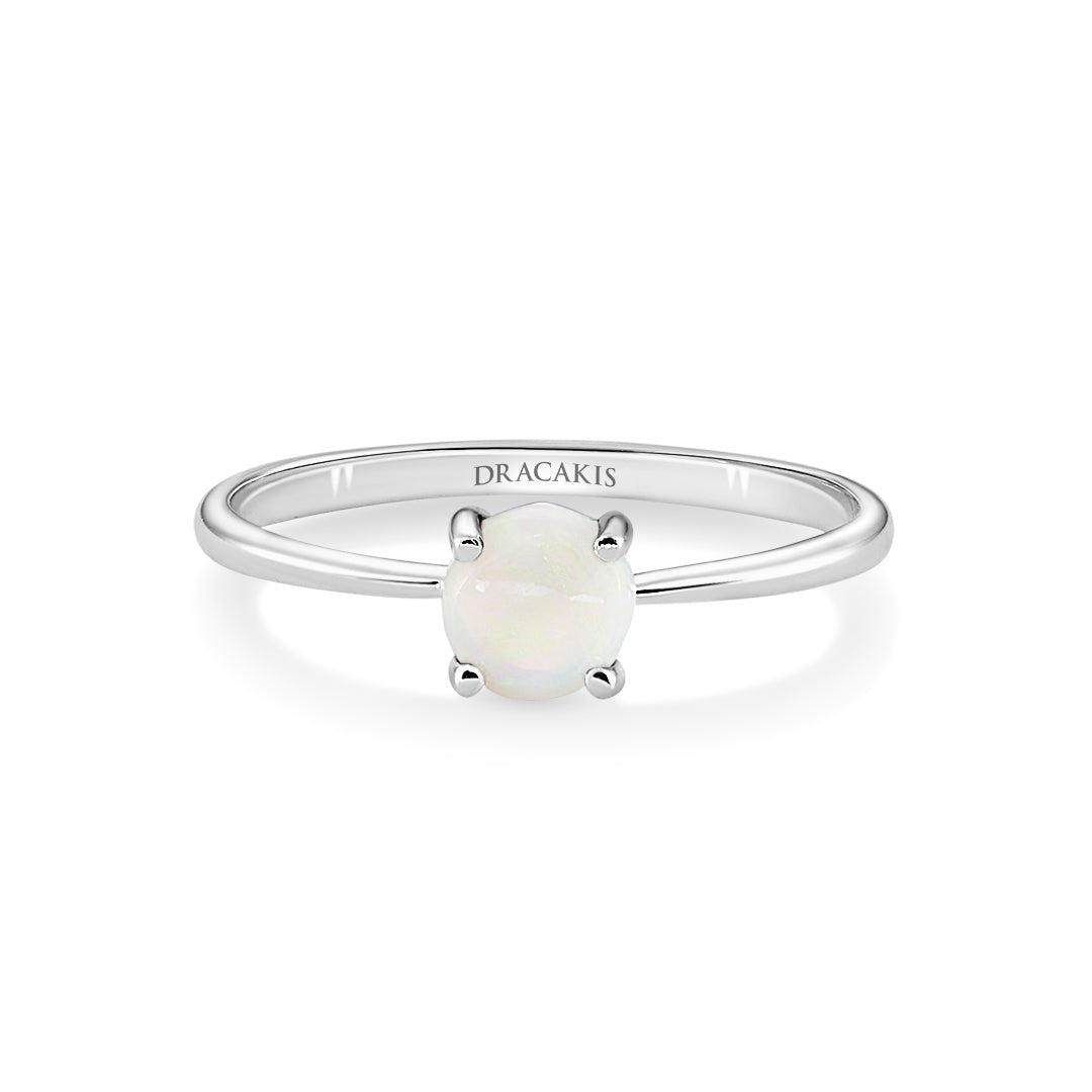 White Opal Solitaire Ring - Dracakis Jewellers White Opal Solitaire Ring - Dracakis Jewellers
