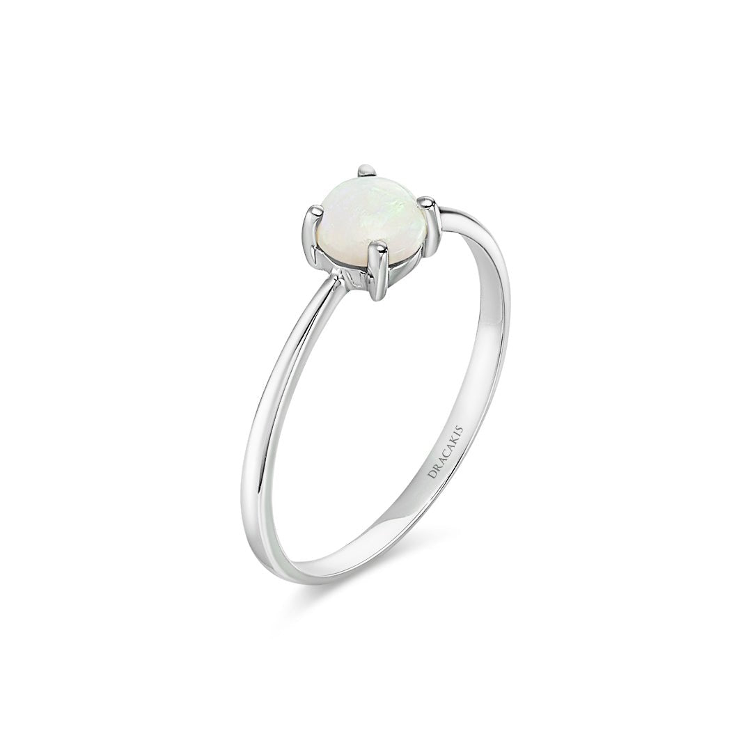 White Opal Solitaire Ring - Dracakis Jewellers White Opal Solitaire Ring - Dracakis Jewellers