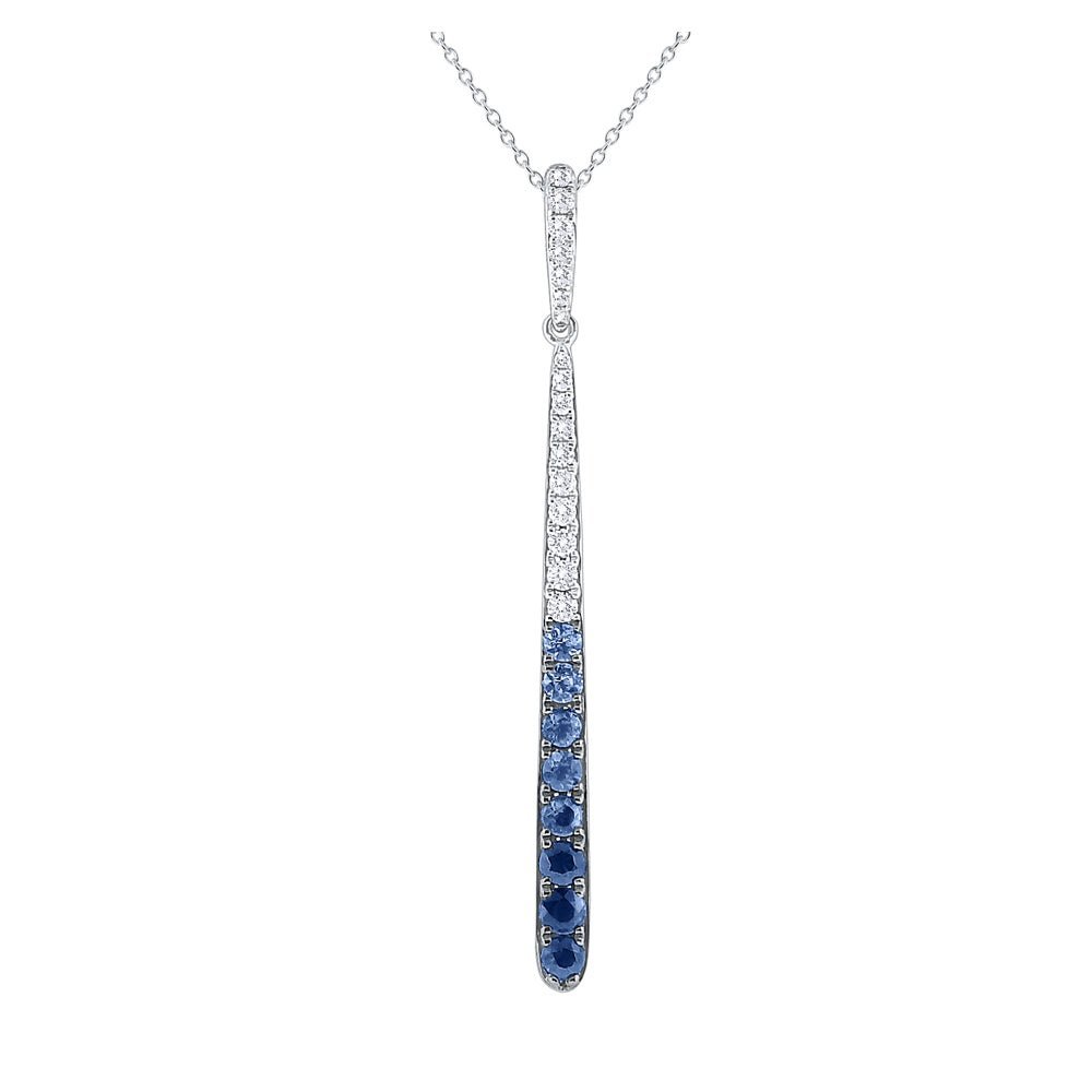 Blue Ombré Sapphire & Diamond Pendant - Dracakis Jewellers Blue Ombré Sapphire & Diamond Pendant - Dracakis Jewellers