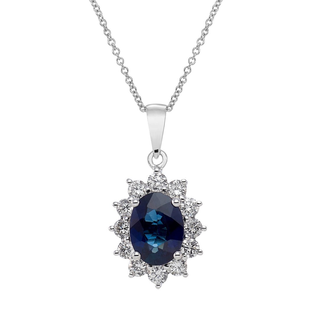 Blue Sapphire & Diamond Pendant - Dracakis Jewellers Blue Sapphire & Diamond Pendant - Dracakis Jewellers
