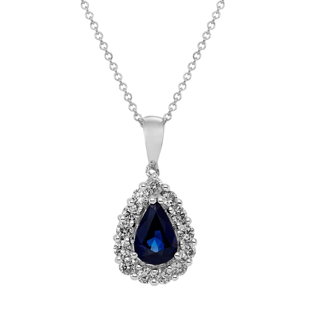 Blue Sapphire & Diamond Pendant - Dracakis Jewellers Blue Sapphire & Diamond Pendant - Dracakis Jewellers