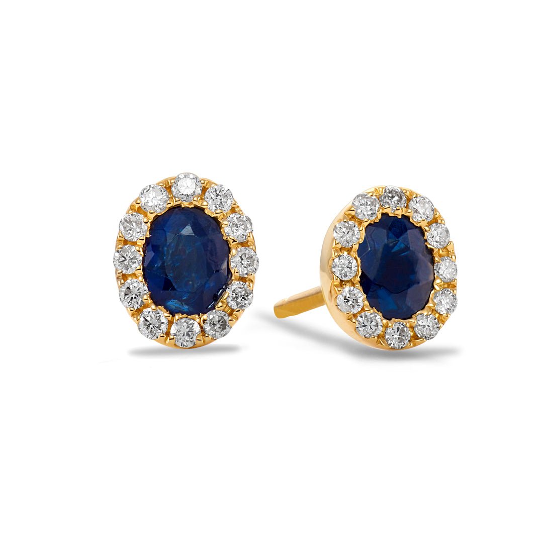 Blue Sapphire & Diamond Earrings - Dracakis Jewellers Blue Sapphire & Diamond Earrings - Dracakis Jewellers