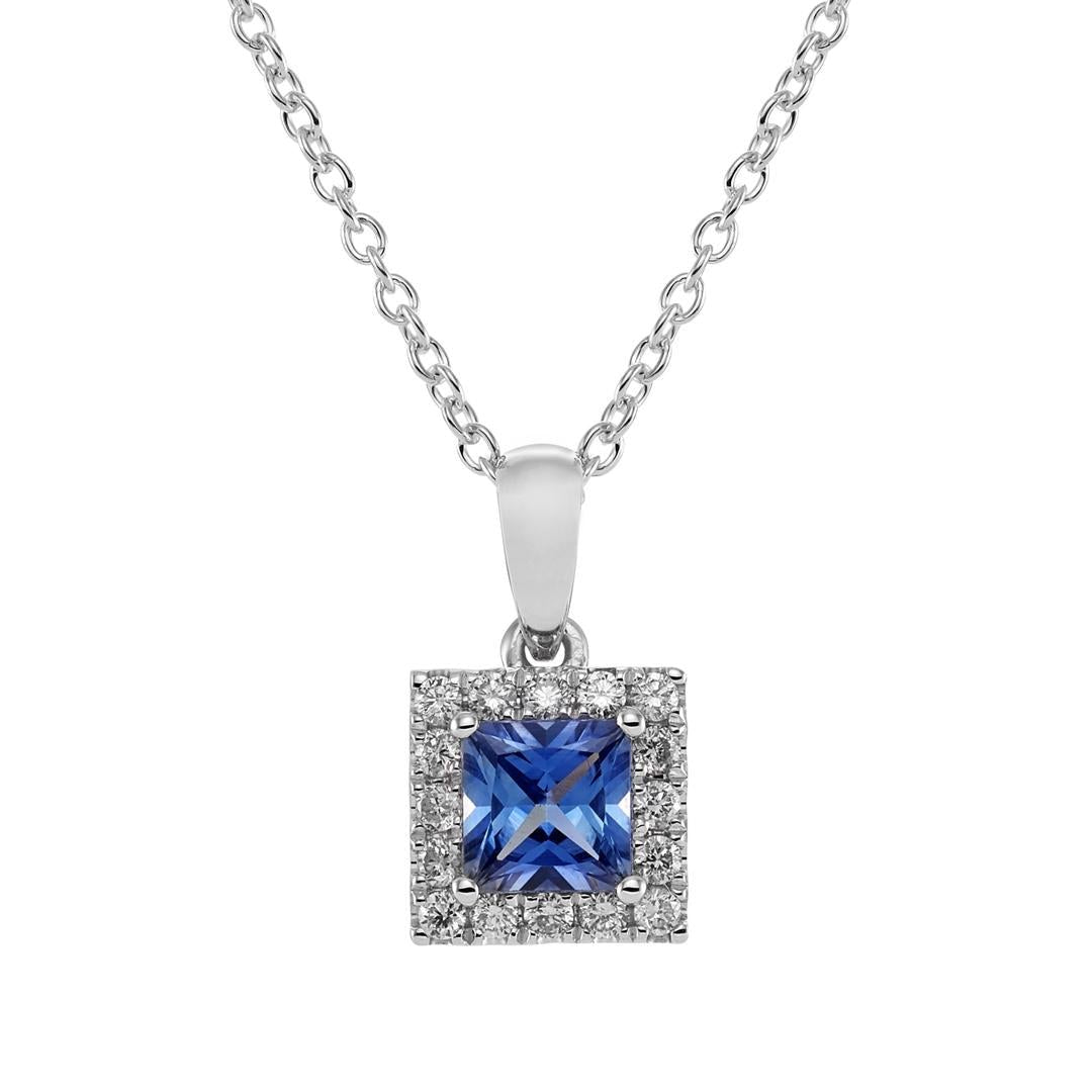 Blue Sapphire & Diamond Pendant - Dracakis Jewellers Blue Sapphire & Diamond Pendant - Dracakis Jewellers
