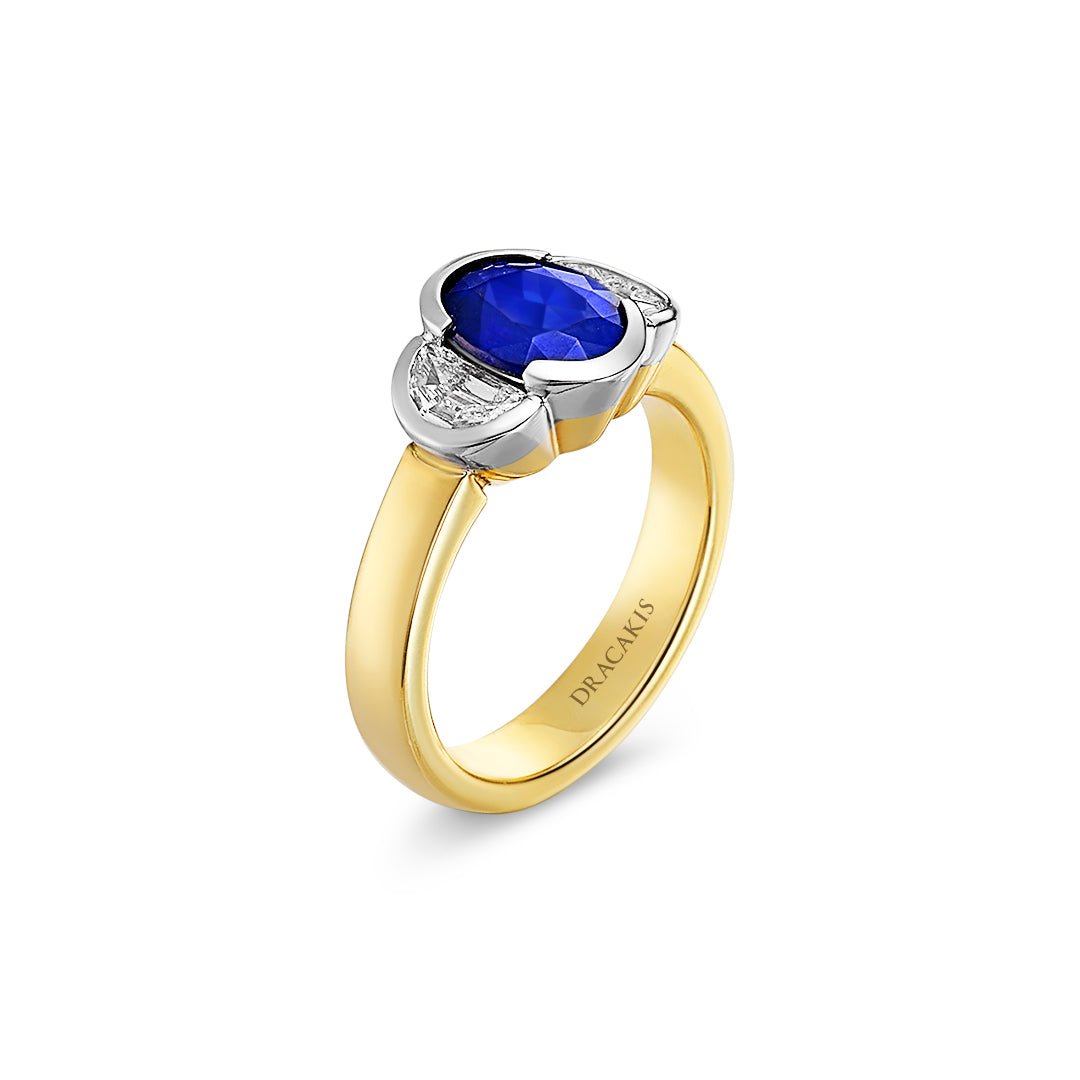 Blue Sapphire & Diamond Three Stone Ring - Dracakis Jewellers Blue Sapphire & Diamond Three Stone Ring - Dracakis Jewellers