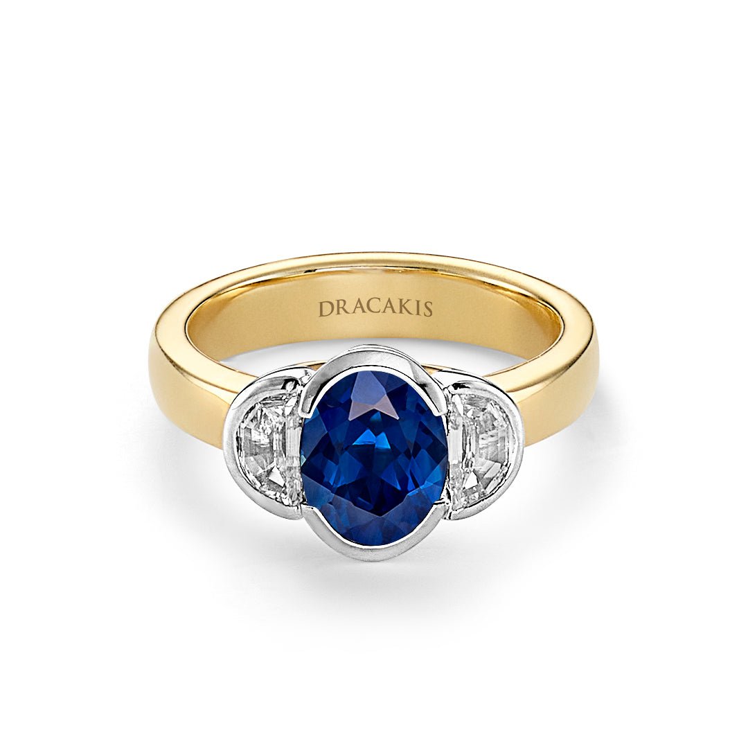 Blue Sapphire & Diamond Three Stone Ring - Dracakis Jewellers Blue Sapphire & Diamond Three Stone Ring - Dracakis Jewellers
