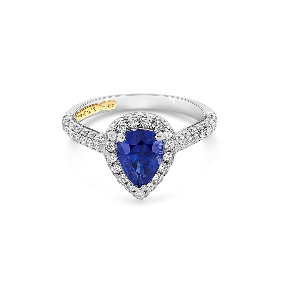 Blue Sapphire & Pave Diamond Ring - Dracakis Jewellers