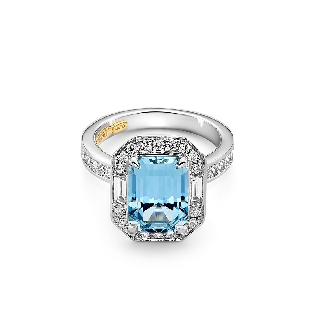 Brazilian Aquamarine & Diamond Ring - Dracakis Jewellers Brazilian Aquamarine & Diamond Ring - Dracakis Jewellers