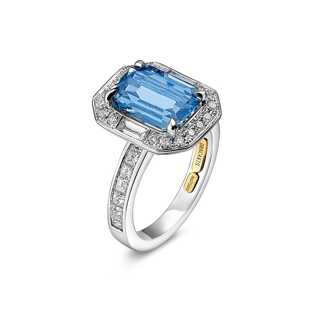 Brazilian Aquamarine & Diamond Ring - Dracakis Jewellers Brazilian Aquamarine & Diamond Ring - Dracakis Jewellers