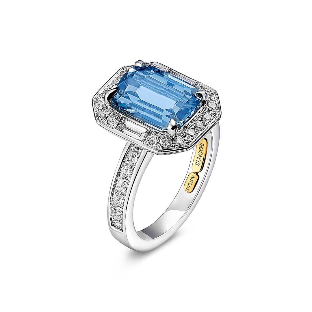 Brazilian Aquamarine & Diamond Ring - Dracakis Jewellers