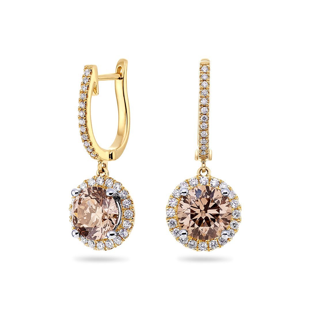 Champagne & White Diamond Earrings - Dracakis Jewellers Champagne & White Diamond Earrings - Dracakis Jewellers