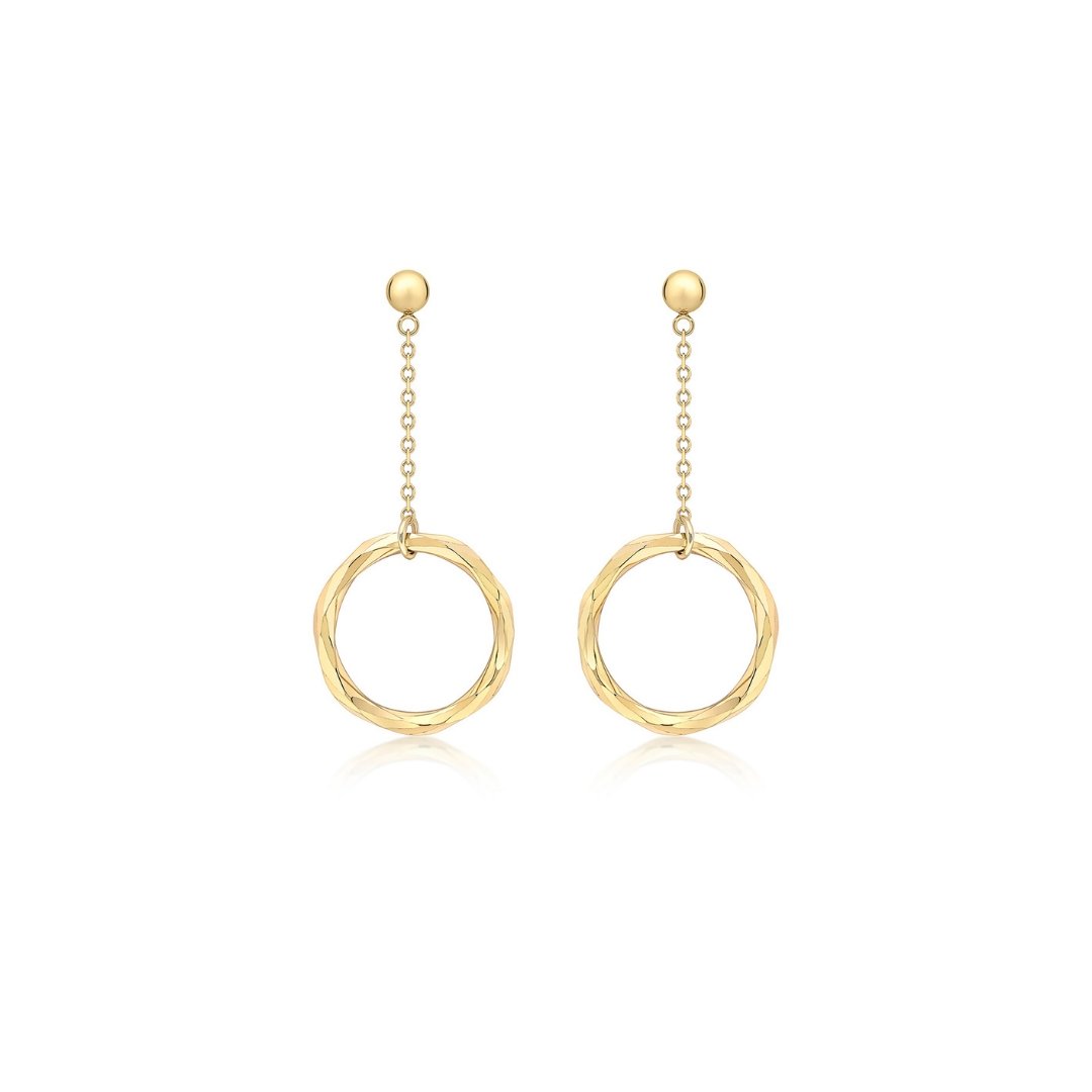 Gold Circle Charm Drop Earrings - Dracakis Jewellers Gold Circle Charm Drop Earrings - Dracakis Jewellers