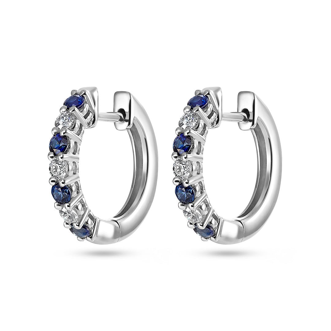 Diamond & Sapphire Hoop Earrings - Dracakis Jewellers Diamond & Sapphire Hoop Earrings - Dracakis Jewellers