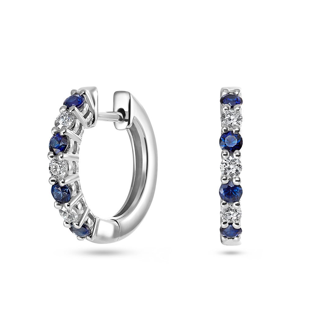 Diamond & Sapphire Hoop Earrings - Dracakis Jewellers Diamond & Sapphire Hoop Earrings - Dracakis Jewellers