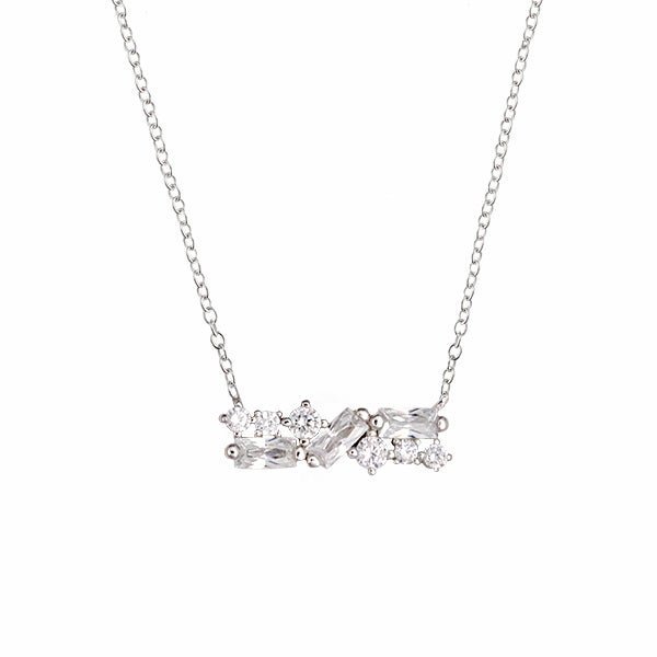 Cubic Zirconia 'Cluster' Bar Necklace - Dracakis Jewellers