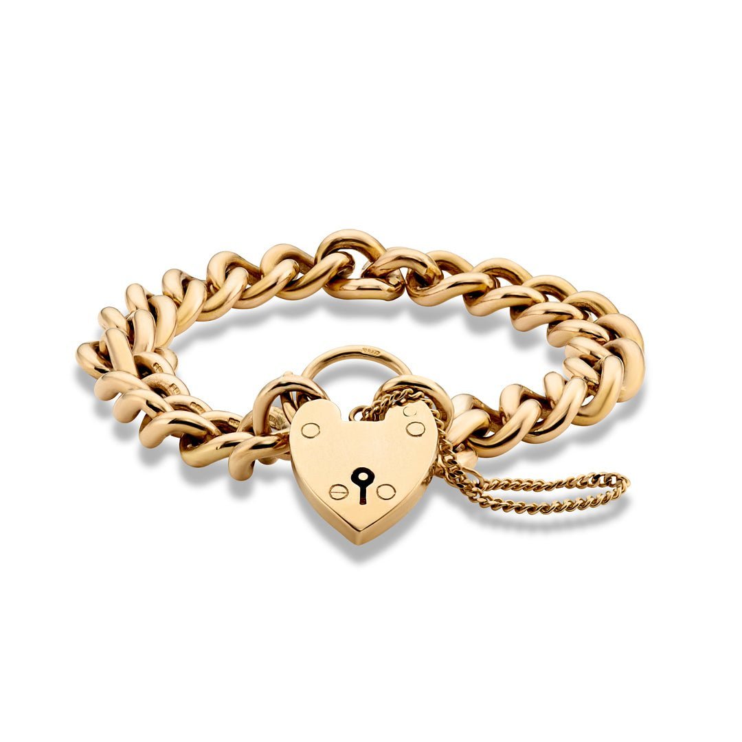 Curb Link Bracelet with Heart Padlock - Dracakis Jewellers