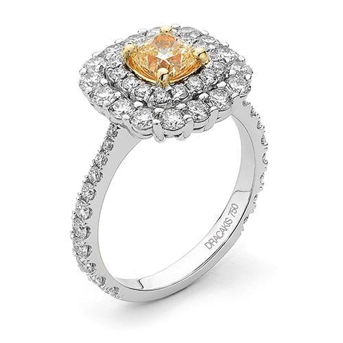 Cushion Cut Yellow Diamond Engagement Ring - Dracakis Jewellers Cushion Cut Yellow Diamond Engagement Ring - Dracakis Jewellers