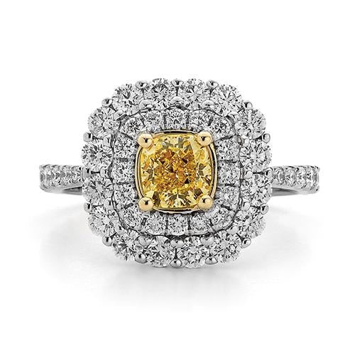 Cushion Cut Yellow Diamond Engagement Ring - Dracakis Jewellers Cushion Cut Yellow Diamond Engagement Ring - Dracakis Jewellers