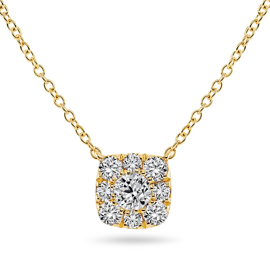 Diamond Halo Cushion Necklace - Dracakis Jewellers Diamond Halo Cushion Necklace - Dracakis Jewellers