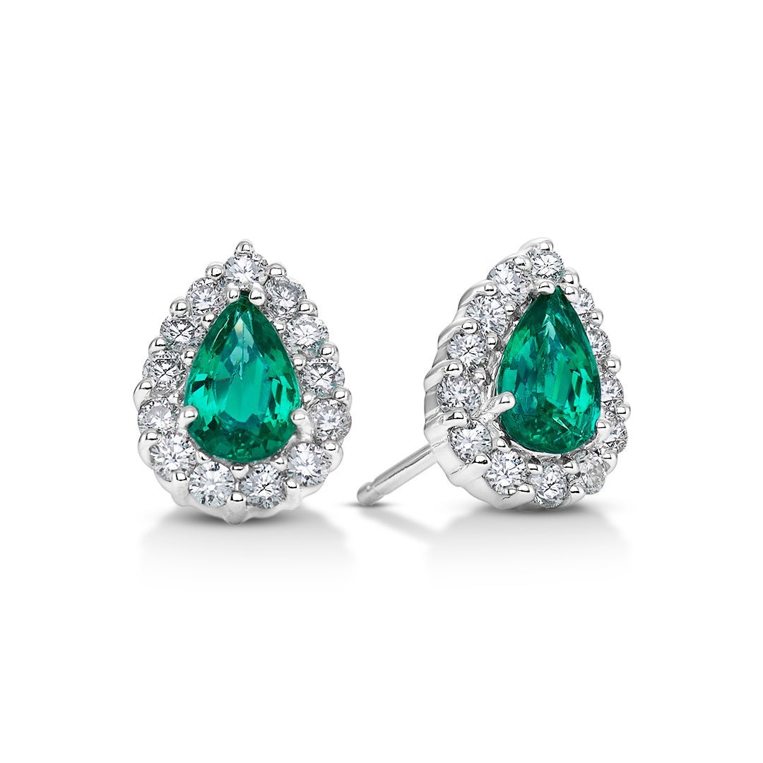 Emerald & Diamond Stud Earrings - Dracakis Jewellers Emerald & Diamond Stud Earrings - Dracakis Jewellers