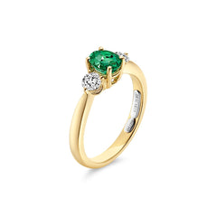 Emerald & Diamond Three Stone Ring - Dracakis Jewellers