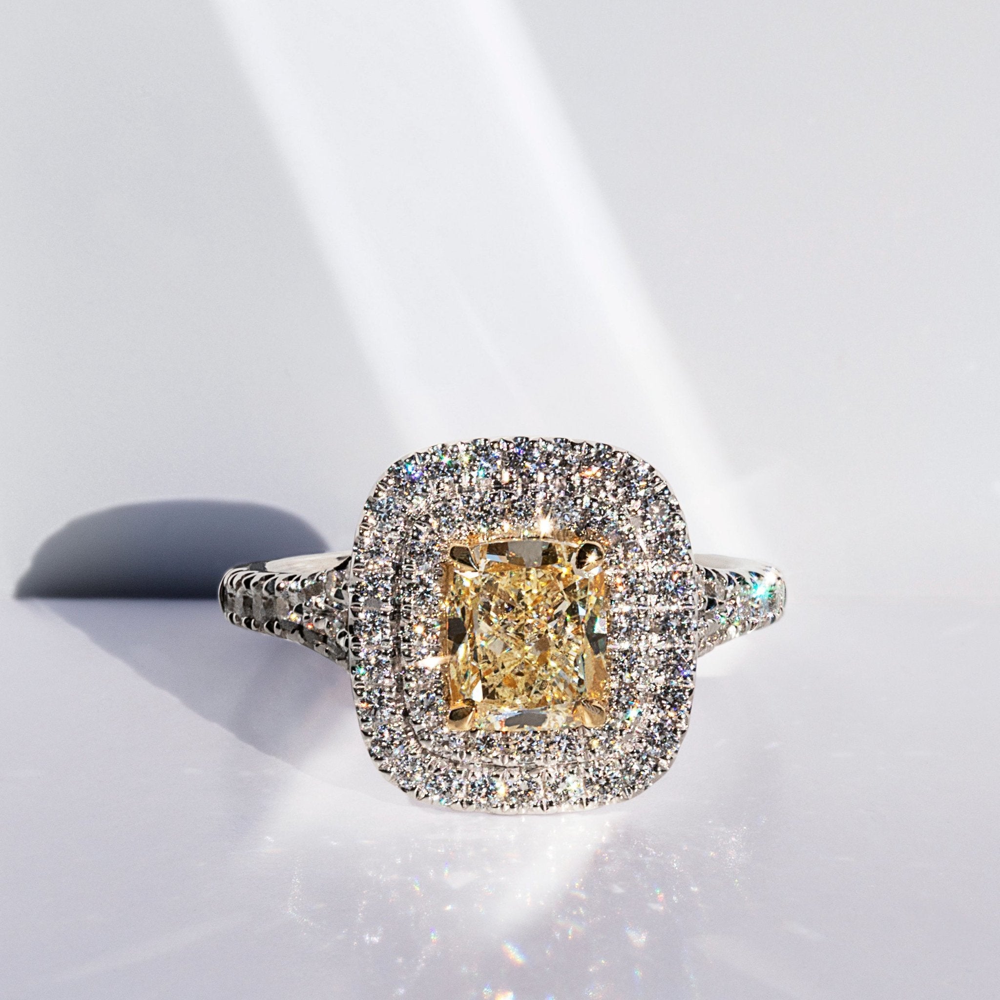 Fancy Yellow Diamond Halo Dress Ring - Dracakis Jewellers Fancy Yellow Diamond Halo Dress Ring - Dracakis Jewellers