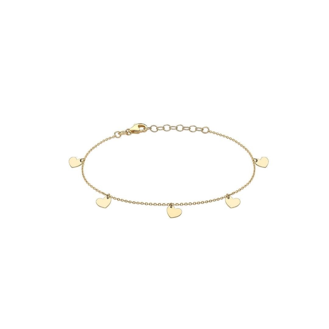 Five Tiny Hearts Gold Bracelet - Dracakis Jewellers Five Tiny Hearts Gold Bracelet - Dracakis Jewellers