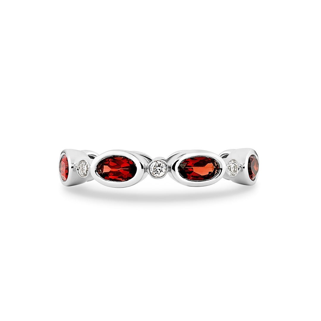 Garnet & Diamond Band Ring - Dracakis Jewellers Garnet & Diamond Band Ring - Dracakis Jewellers